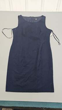 Black Label by Evan-Picone Navy Blue Textured Geometric Sheath Dress Size 18